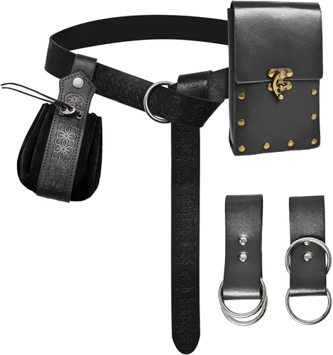 Vista 12 de Renaissance Accessories - Cinturón renacentista vikingo, medieval, vintage, de cuero, protector de brazo y espada