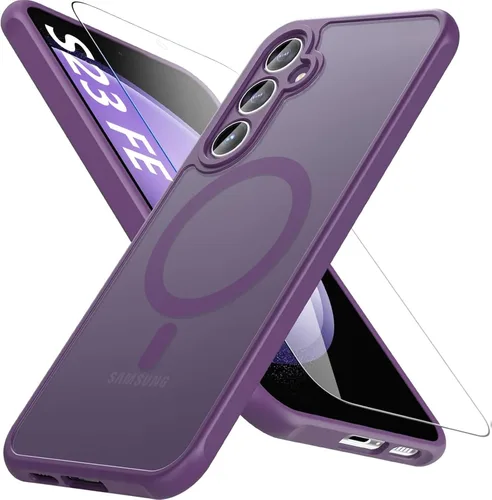 Vista 33 de OWKEY Funda magnética para Samsung Galaxy S23 de 6.1 pulgadas, para Magsafe con protector de pantalla, protección de grado militar, a prueba