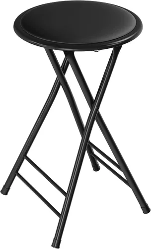 Vista 10 de Lavish Home Taburete plegable con asiento acolchado sin espalda, juego de 2