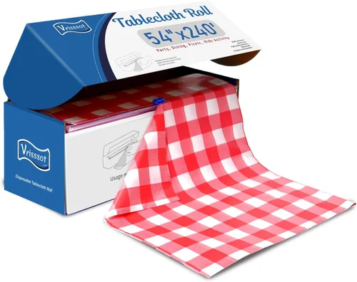 Vista 20 de Mantel desechable de plástico para mesas: 54 pulgadas x 120 pies, cubierta de mesa de plástico con cortador fácil de deslizar, manteles de plástico