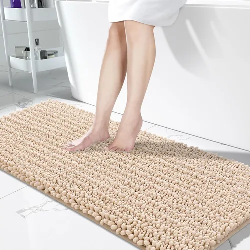 Vista 85 de Yimobra Alfombras de Baño Antideslizantes Lavables - Alfombra de Baño de Chenilla Ultra Suave Absorbente, Alfombra Peluda de Secado Rápido para Negro