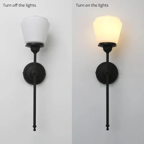 Vista 6 de Pathson Modern Wall Sconce Light with Milk White Glass, Hardwired Bathroom Wall Vanity Lamp, Mid-Century Rustic Decor for Living Room Bedroom