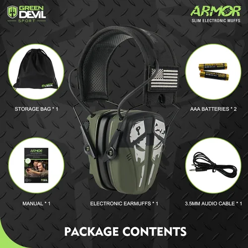 Vista 6 de GREEN DEVIL Disparo Protección auditiva Reducción de ruido electrónico Protección auditiva Orejeras Auriculares para pistola de caza