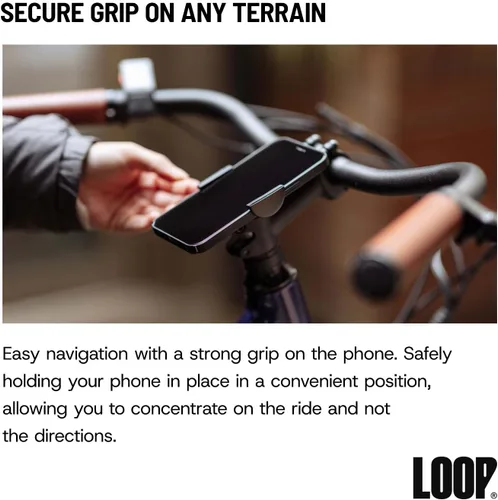 Vista 4 de Loop Micro Mount - Soporte de teléfono de bicicleta súper compacto para iPhone y Samsung - Soporte de tapa de vástago de metal, fácil instalación