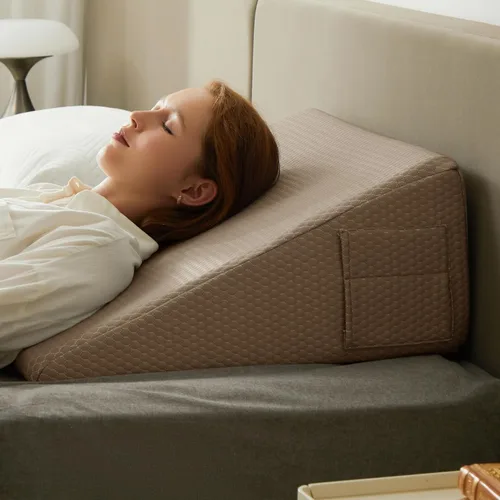 Vista 11 de Bedluxe - Almohada en forma de cuña, almohada de cuña de cama de 8 pulgadas, almohada elevada para el cuerpo para el apoyo de la espalda, reflujo