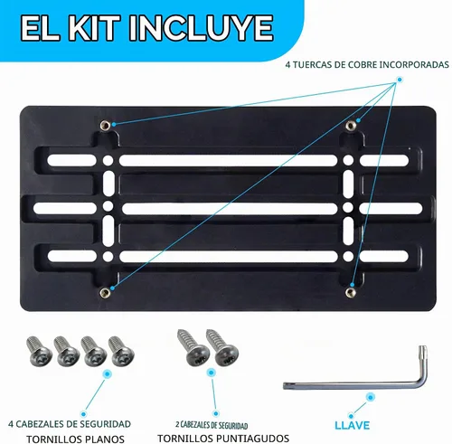 Vista 5 de Soporte de placa de parachoques delantero para Nissan 2000-2026, juego de soportes de placa con 6 tornillos únicos y kit de llave, kit de montaje