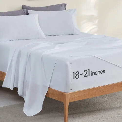 Vista 8 de SLEEP ZONE Juego de sábanas de bolsillo extra profundo de 18 pulgadas para niños, 3 piezas, sábanas súper suaves para colchones profundos