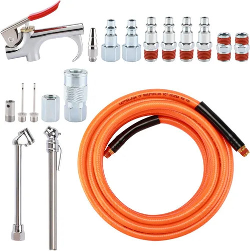 Vista 2 de Kit de accesorios para herramientas neumáticas de 18 piezas con manguera de PVC de 3/8 pulgadas x 25 pies, accesorios de conexión rápida NPT de 1/4