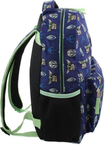 Vista 6 de Star Wars Mandalorian Baby Yoda - Mochila escolar de 16 pulgadas, AzulVerde, Star Wars Mandalorian Baby Yoda - Mochila escolar de 16 pulgadas