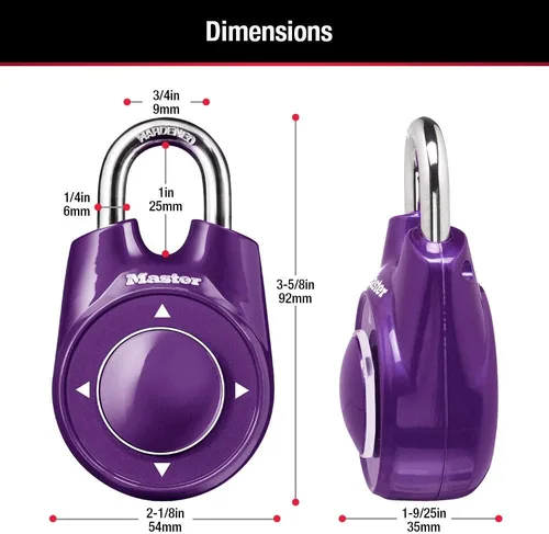 Vista 6 de Master Lock Locker Locker Lock configura su propio candado de combinación direccional, 1 paquete, colores surtidos