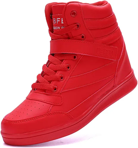 Vista 8 de UBFEN Zapatos deportivos para mujer, con soporte de tobillo alto, color vibrante, tacón de cuña oculto, retro, de los años 80, para niñas, cosplay