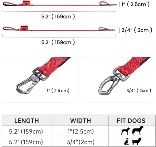 Vista 2 de EXCELLENT ELITE SPANKER Cuerda de tracción de nailon resistente y duradera para perros de 5 pies de largo 3/4 pulgadas de ancho con soporte