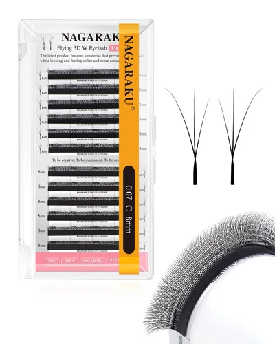 Vista 292 de NAGARAKU Extensiones de pestañas prefabricadas en abanico 3D W 0.05 C 0.315 0.05-C 3D W
