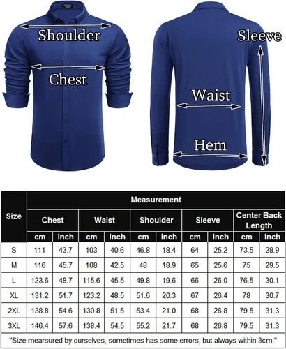 Vista 6 de COOFANDY Camisas de vestir casuales con botones y manga larga para hombre