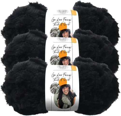 Vista 13 de Lion Brand Yarn (1 madeja) Go for Faux Thick & Quick hilo voluminoso, Baked Alaska Jumbo Faux Fur Knit & Crochet Fiber for Plush Blankets, Cozy