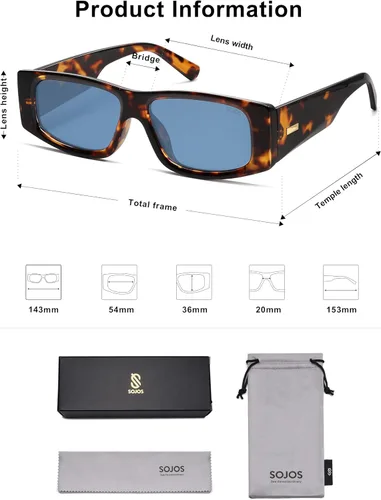 Vista 25 de SOJOS Gafas de sol polarizadas rectangulares Y2K de moda para mujeres y hombres, gafas de sol rave de diseñador de moda SJ2228