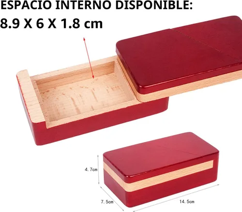 Vista 5 de DC-BEAUTIFUL Impossible Puzzle Master Secret - Caja mágica roja de madera con cajón secreto - Misterioso rompecabezas de regalo