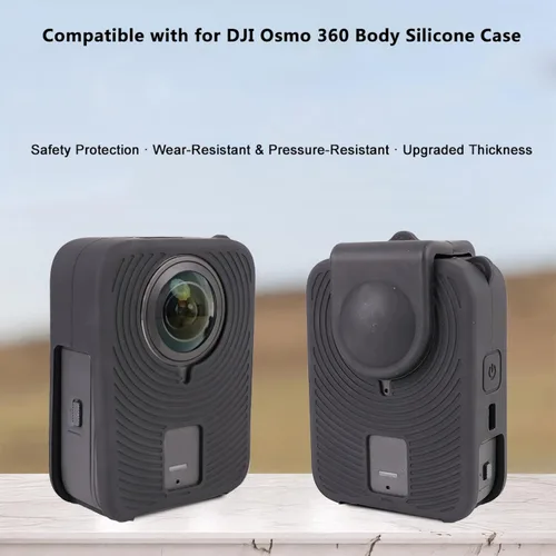 Vista 3 de Funda protectora de silicona para DJI OSMO 360 Action Camera Soft All-Round Cover Shell con protector abierto lateral de la batería, accesorios