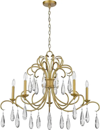 Vista 7 de Z-Lite Lámpara de araña Amara 3039-38GG, 5 luces, 300 vatios en total, oro dorado