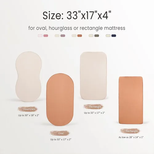 Vista 2 de lulumoon Sábanas de Moisés de Muselina para Bebé: Sábanas de Moisés de Algodón Neutras para Niños y Niñas - Ajustadas para Óvalo, Rectángulo o Reloj