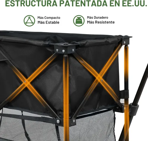 Vista 5 de TIMBER RIDGE Carro plegable de dos pisos de 400L con frenos, 54" extra Negro