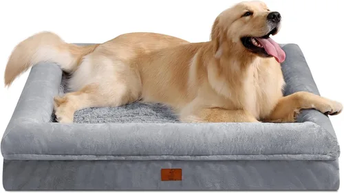 Vista 34 de Cama ortopédica grande para perros, cama impermeable para perros con funda extraíble, sofá suave para mascotas con 4 lados extraíbles y base