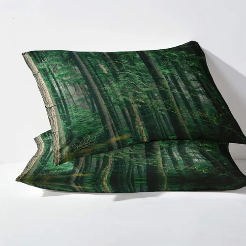 Vista 3 de Forest Sheets K8-&-189 - Juego de sábanas y fundas de almohada de tamaño individual, sábanas y fundas de almohada con patrón de color verde árbol