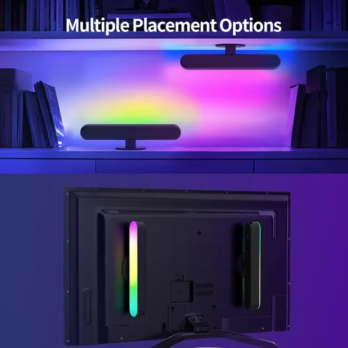 Vista 6 de BASON LIGHTING Barras de luz inteligentes, luces LED inteligentes RGB-ICW con sincronización de música, luz de escritorio RGB Bluetooth, luces
