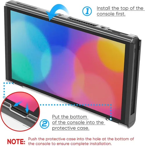Vista 4 de FYOUNG Accessories Bundle Compatible with Switch OLED, Carrying Case with Shoulder Strap for Switch OLED and Tempered Glass Screen Protector