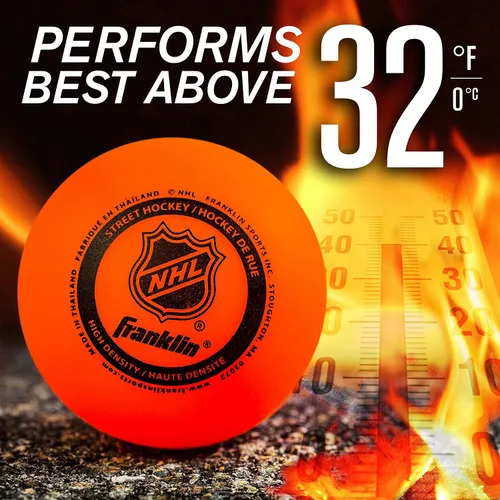 Vista 3 de Franklin Sports - Pelotas de hockey callejero NHL - Sin rebote para uso en exteriores y en patines - Tamaño oficial para hockey callejero juvenil