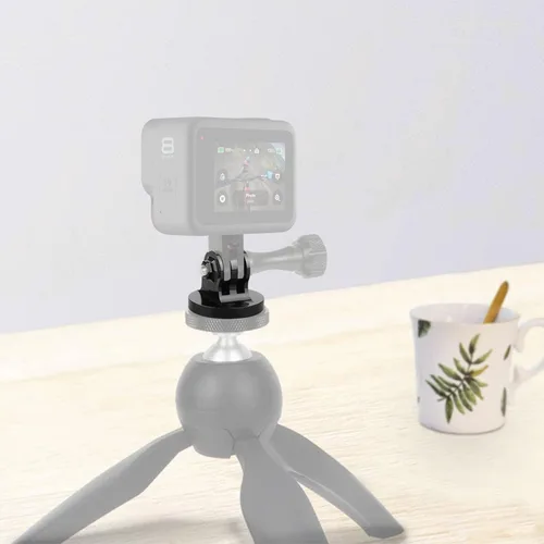 Vista 2 de ChromLives Adaptador de trípode 1/4 compatible con Gopro, adaptador de montaje de trípode de aluminio para cámara 1/4-20 compatible con Gopro Hero