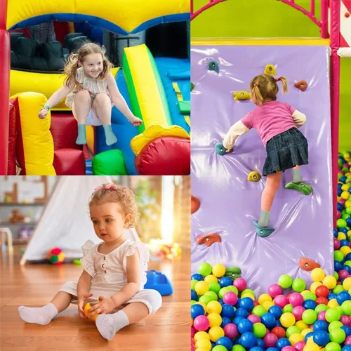 Vista 3 de Calcetines antideslizantes para niños, calcetines de corte medio para niños pequeños y niñas (0-7 años), 12 pares de calcetines antideslizantes