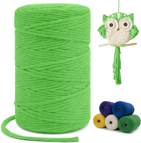 Vista 54 de Cuerda de macramé de una sola hebra de 0.197 in x 110 yardas, cuerda de macramé de algodón natural de 0.197 in, cuerda de algodón grueso para colgar