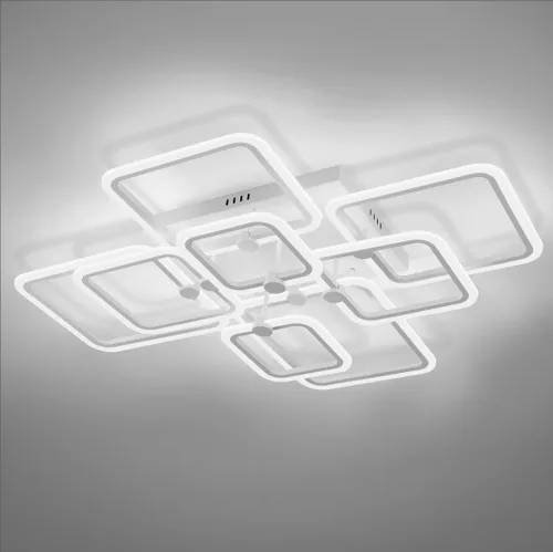 Vista 12 de Modernas luces LED de techo para dormitorio, 40.2 pulgadas, regulables, cuadradas, 6+1 anillos, luces de techo para sala de estar con control remoto