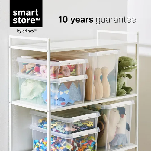 Vista 6 de SmartStore 2 cajas de almacenamiento clásicas transparentes, 2L/2.1 cuartos de galón, contenedor apilable sin BPA con tapa de bloqueo de clip