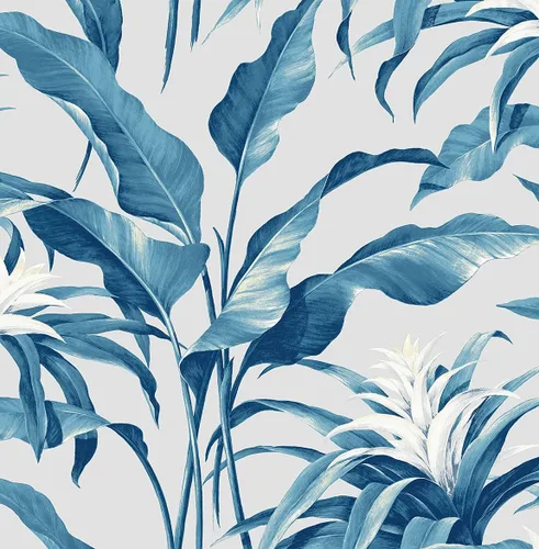 Vista 9 de NextWall Stacy Garcia Home Palma Tropical - Papel tapiz autoadhesivo (plateado metálico y coral)
