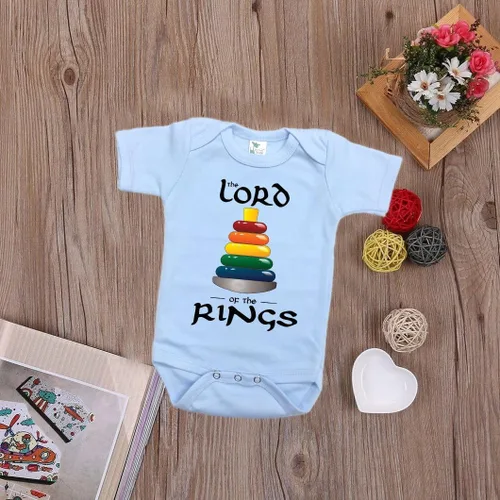 Vista 4 de El señor de los anillos - Lindo mameluco y babero con estampado personalizado para bebé