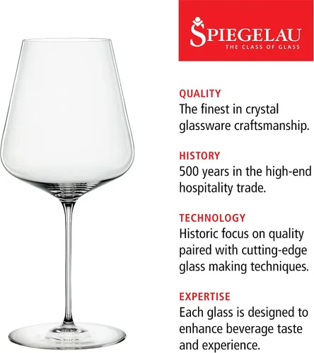 Vista 2 de Spiegelau Definition Copas de Vino Bordeaux, Copas de Cristal Transparente para Vino Tinto, Cristalería Elegante con Tallo, Bar en Casa, Fiesta