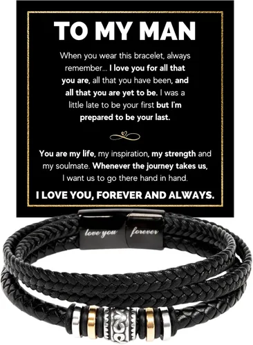 Vista 8 de FG Family Gift Mall Pulsera "Para Mi Hombre Te Amo", Regalos para Él, Esposo, Novio, Regalos Sentimentales de Esposa, Novia, Pulsera Para Mi Hombre
