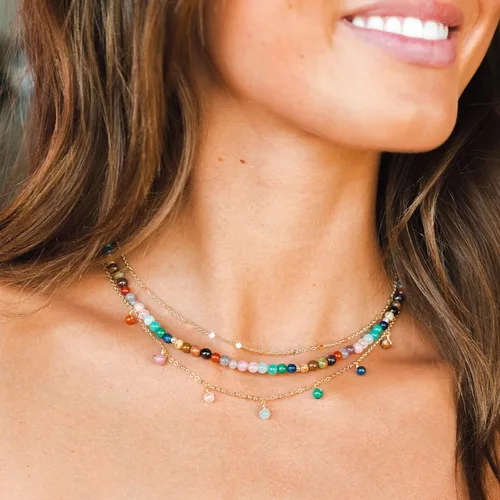 Vista 6 de Lotus and Luna Collar curativo de chakras energéticos de 0.157in con piedras reales de jade, perla, cuarzo rosa, amatista, piedra lunar