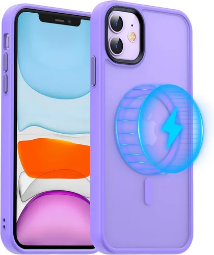 Vista 10 de Meifigno Funda magnética para iPhone 11, [protección de grado militar y compatible con Magsafe], policarbonato mate translúcido con teclas