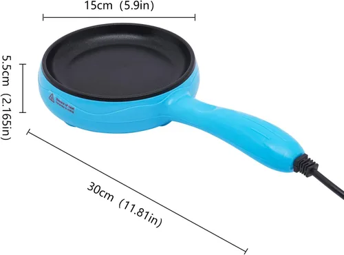 Vista 7 de CNCEST Sartén eléctrica de 6 pulgadas, sartén eléctrica antiadherente, mini sartén azul (azul)