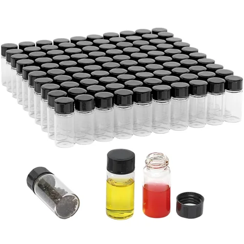 Vista 7 de Paquete de 20 Frascos de Vidrio Transparente de 0.135 fl oz con Tapas de Rosca, Frascos Pequeños para Líquidos para Aceite Esencial