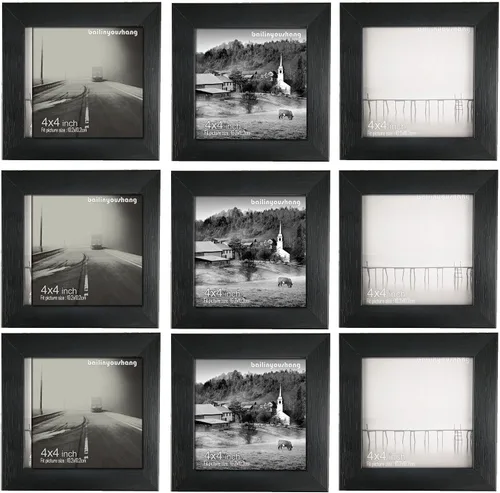 Vista 2 de Portarretratos negros de 4 x 4 pulgadas, marco de collage de fotos, colección de marcos de Instagram para smartphones. Marcos cuadrados pequeños