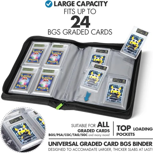 Vista 2 de FunGuys Carpeta para Tarjetas Graduadas – Carpeta de 4 Bolsillos para Slabs para PSA, BGS, SGC y Todas las Tarjetas Graduadas, Álbum