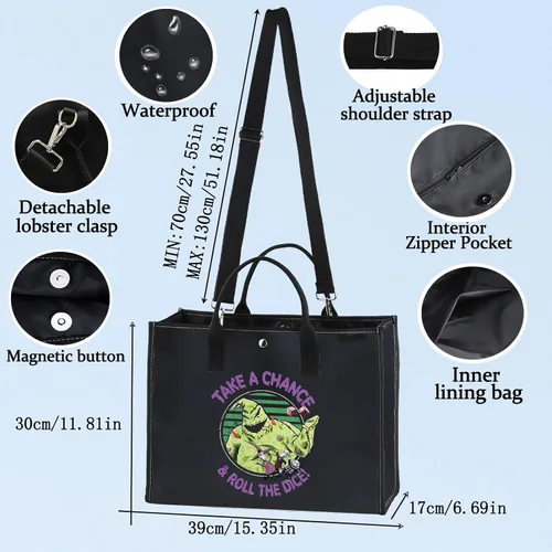 Vista 8 de BWKTOP Funny Ghost Tote Bag - Ghost Fans Gift: Take A Chance And Roll The Dice