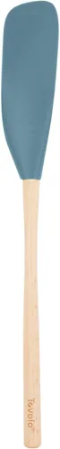 Vista 4 de Tovolo Rascador de tarro de núcleo flexible con mango de madera, espátula larga de silicona para tarros de gelatina de mantequilla de maní, Carbón