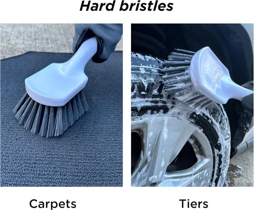 Vista 7 de Cepillo de mango corto para ruedas y neumáticos Cepillo de lavado de automóviles para detalles automáticos Cepillo de limpieza profunda