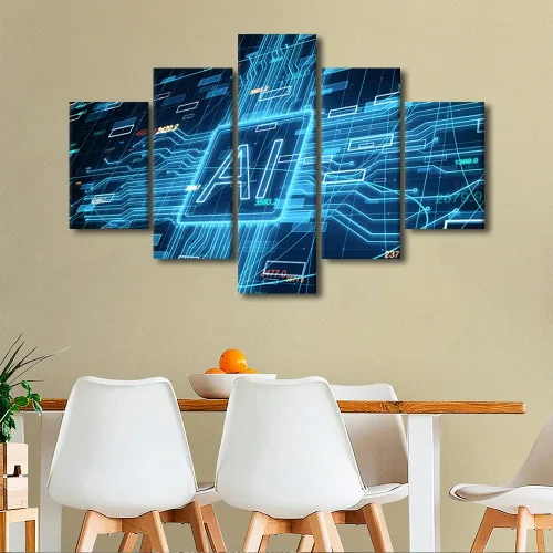 Vista 12 de TUMOVO Arte de pared para oficina C, almacenamiento, imágenes, impresión en lienzo, placa de circuito, tecnología de decoración del hogar, arte