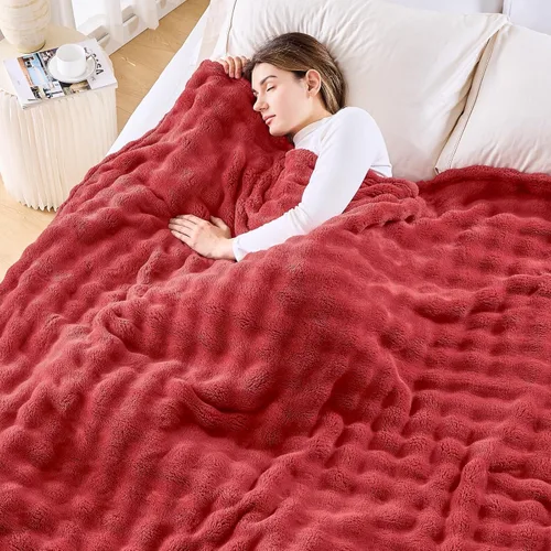 Vista 50 de NEWCOSPLAY Manta para Sofá Aqua Súper Suave de Franela Polar 3D Burbuja Ligera Manta de Cama para Uso en Todas las Estaciones (Aqua, Throw(50"x60"))